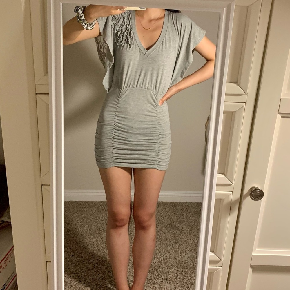 XOXO Grey Scrunched Mini Dress